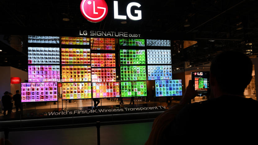 LAS VEGAS, NEVADA - JANUARY 10: LG's 4K Wireless Transparent TVs are seen at CES 2024, the world's largest annual consumer technology trade on January 10, 2024 at the Las Vegas Convention Center in Las Vegas, Nevada, United States. (Photo by Tayfun Coskun/Anadolu via Getty Images)