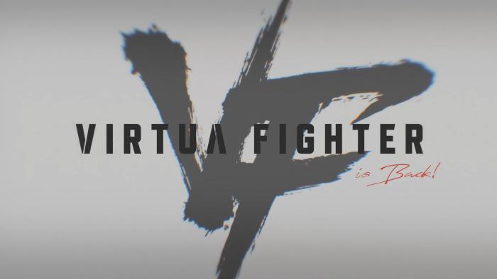 Screenshot text: Virtua Fighter is back. There's a "VF" logo in the background.