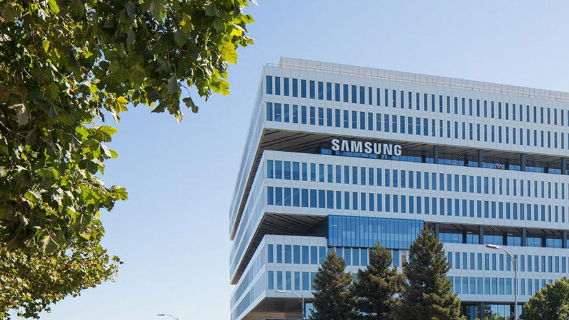 A building with the Samsung logo.