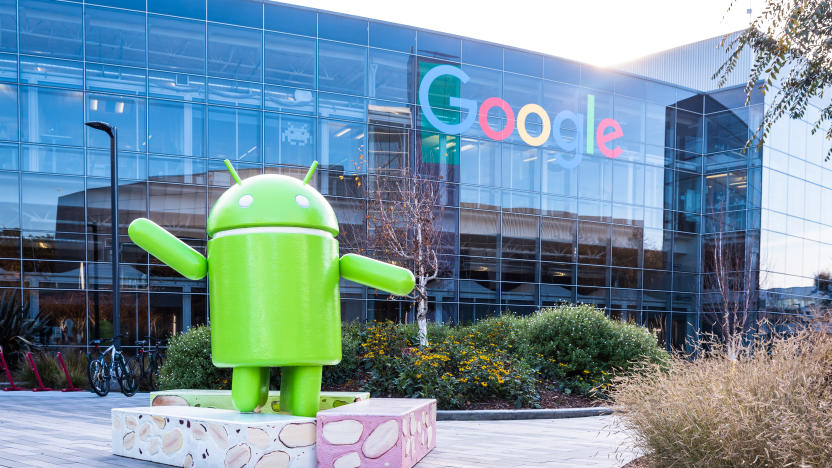 Mountain View, Ca/USA December 29, 2016: Googleplex - Google Headquarters with Android figure