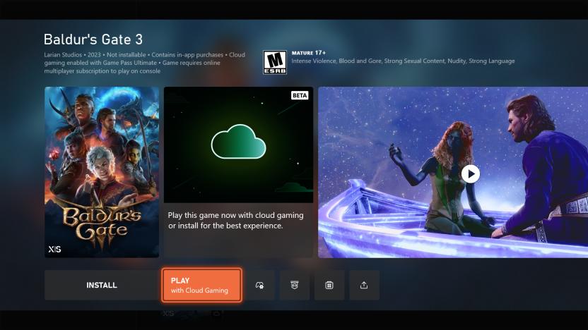 Screenshot of the beta test interface for cloud streaming on Xbox consoles.