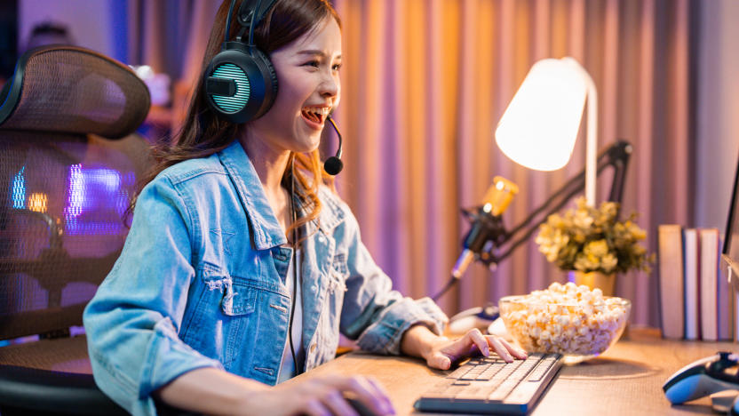 Young eSports woman player competing at an eSports event in her room