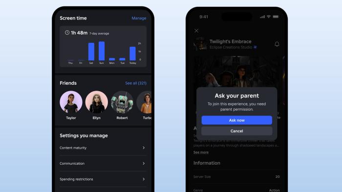 Roblox's new parental control features.