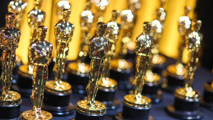 Hollywood, CA - March 10: The award statues themselves back stage during the the 96th Annual Academy Awards in Dolby Theatre at Hollywood & Highland Center in Hollywood, CA, Sunday, March 10, 2024. (Robert Gauthier / Los Angeles Times via Getty Images)