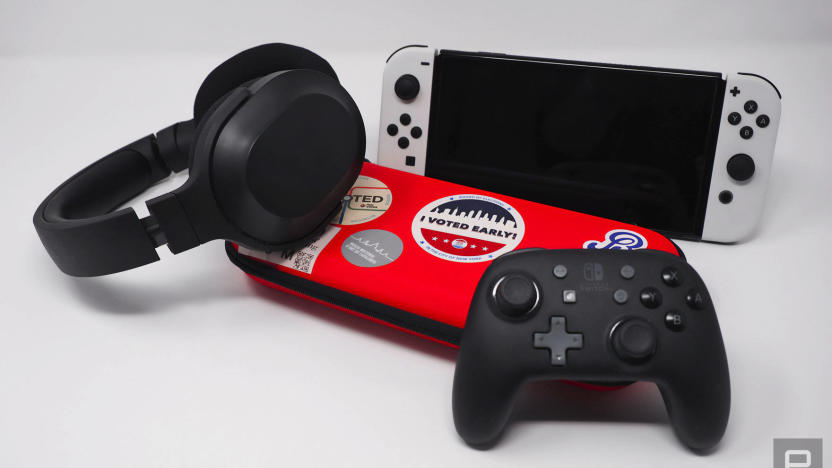 A selection of Nintendo Switch OLED accessories gathered against a white background.