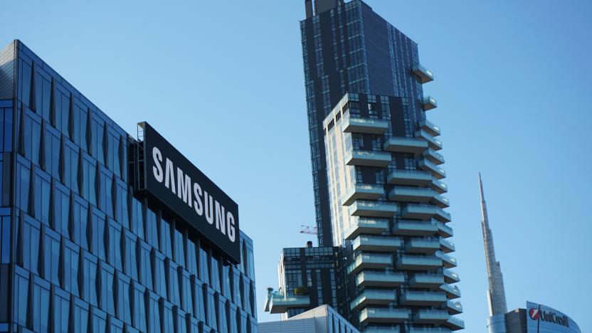 A building with the Samsung logo.