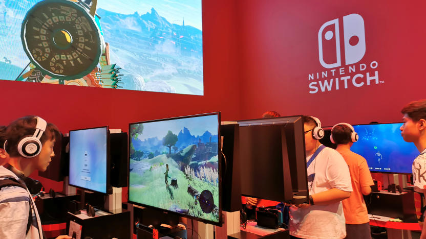 Visitors are seen at a booth of Nintendo Switch at the China Digital Entertainment Expo and Conference, also known as ChinaJoy, in Shanghai, China August 2, 2019.  REUTERS/Pei Li