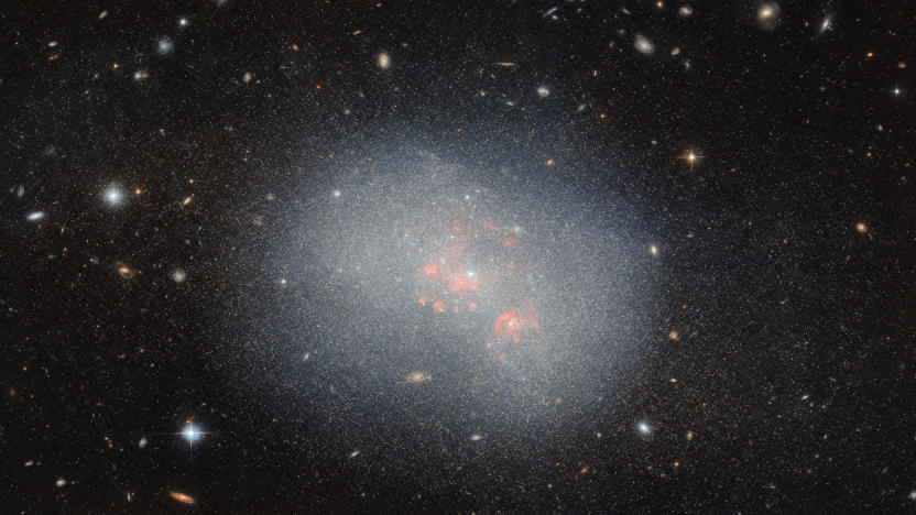 A dwarf galaxy called NGC 5238, as imaged by the Hubble Space Telescope.