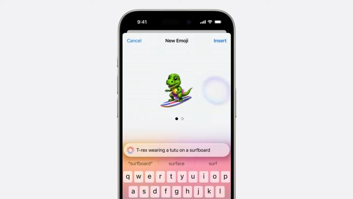 A demo of Apple Intelligence being used to make a custom Genmoji.