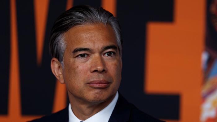 California Attorney General Rob Bonta sits, during a press conference announcing a lawsuit against oil giant Exxon Mobil over its alleged role in global plastic waste pollution at Climate Week in New York City, U.S., September 23, 2024. REUTERS/Shannon Stapleton